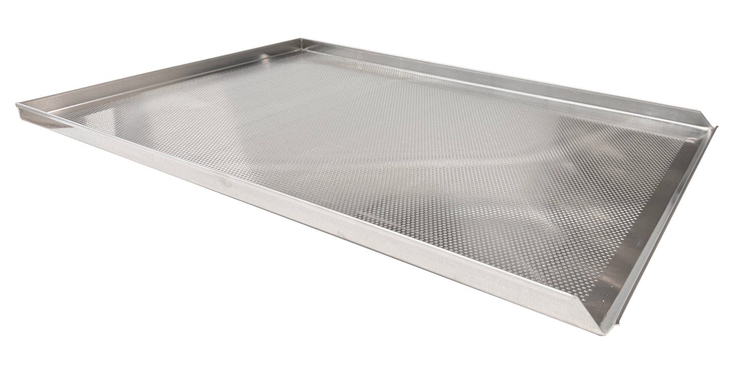 Backblech 98 x 58 cm gelocht, unbeschichtet, 3 Rand